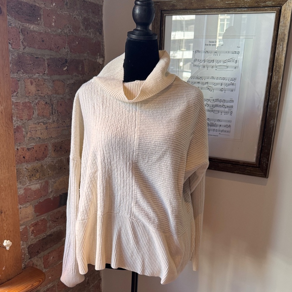 Summersalt The Luxe Cream Cowl Neck Wool & Cashmere Blend Sweater